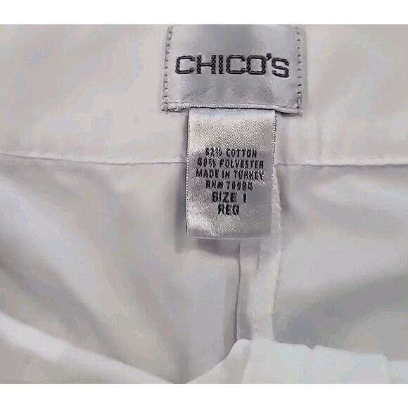 Chico’s Cargo Pants w/ Zip Pockets Sz 1 Medium White Lightweight EUC - Picture 4 of 8